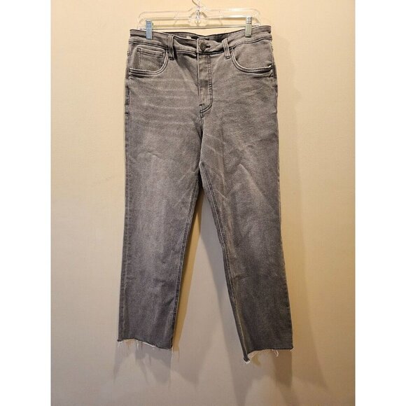 Women's Kut From‎ The Kloth Elizabeth Jeans Size 12 Gray Straight Raw Edge Ankle - Picture 1 of 7